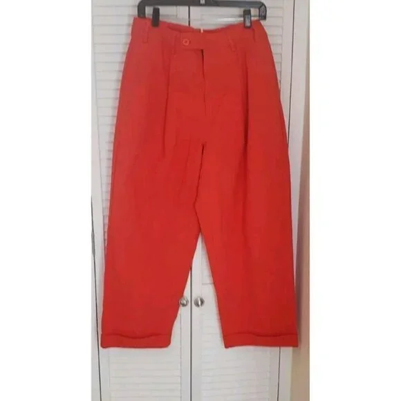 NEW FREE PEOPLE PATTI COTTON CROPPED RED PANTS SZ 8 - Picture 4 of 10